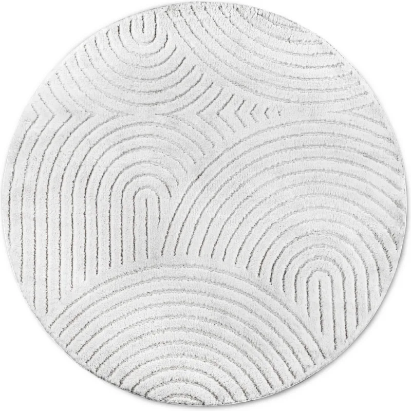Softy Zen Cream mjuk mönstrad matta i stort rundformat