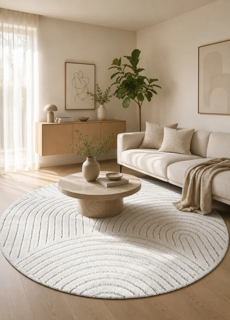 Softy Zen Cream rund matta i polyester