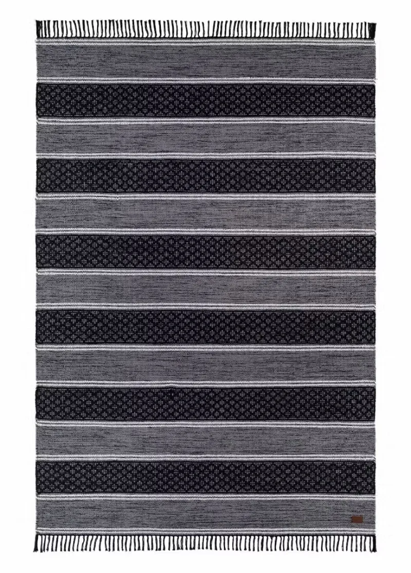 Solhaga Svart trasmatta i bomull, 200 × 300 cm