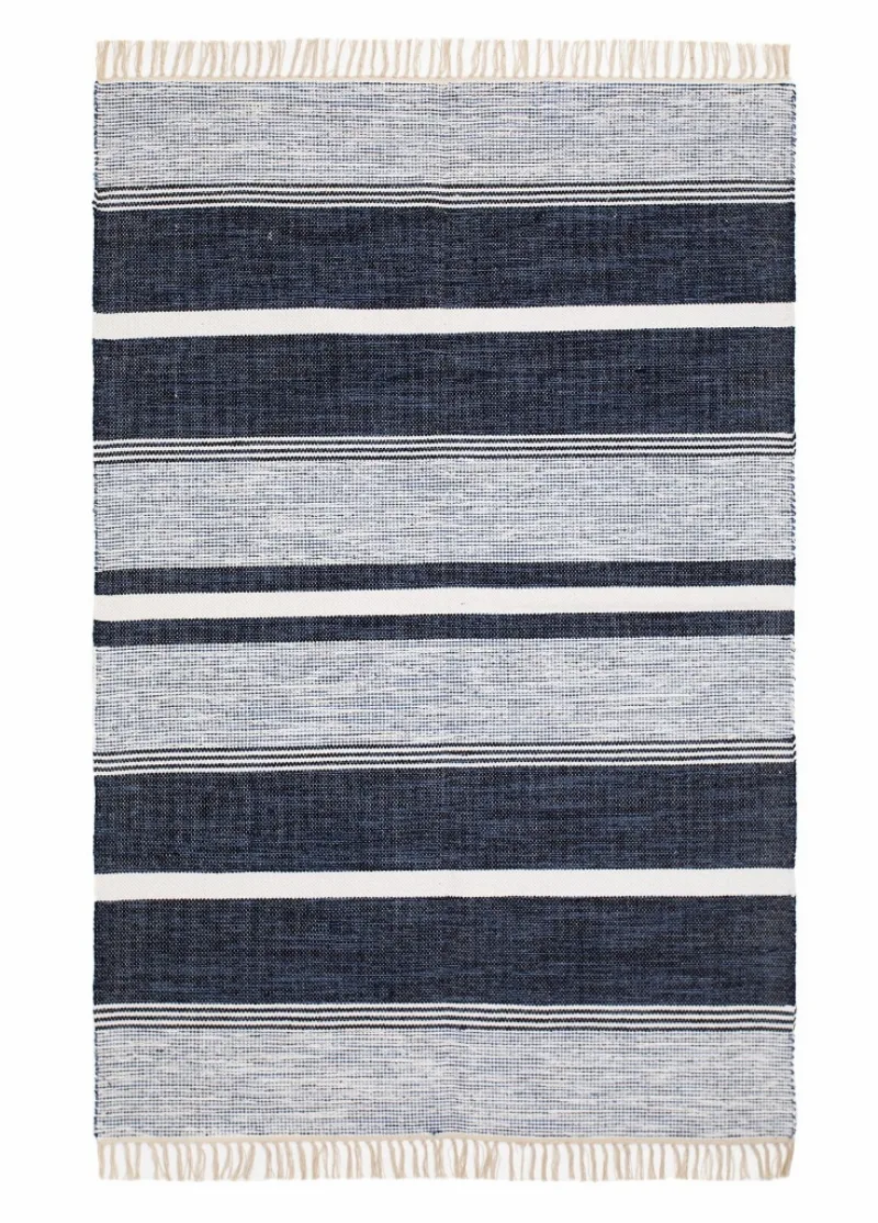 Vindö Blå trasmatta i bomull, 160 × 230 cm