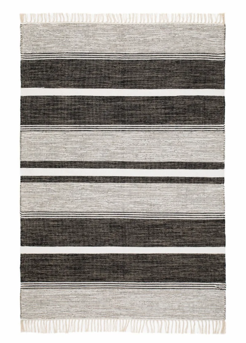 Vindö Svart trasmatta i bomull, 160 × 230 cm