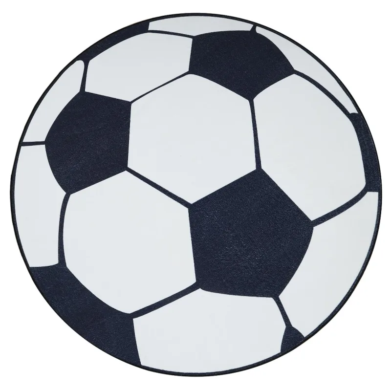 Zappy Football barnmatta i vitt och svart, rund 140 cm