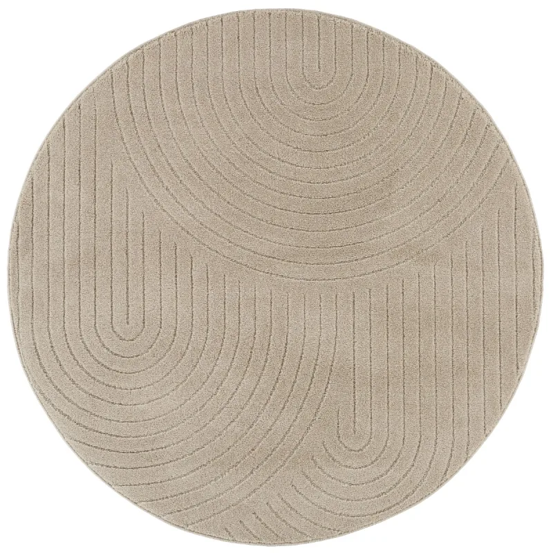 Zara Bene Beige rund wiltonmatta med grafiskt mönster